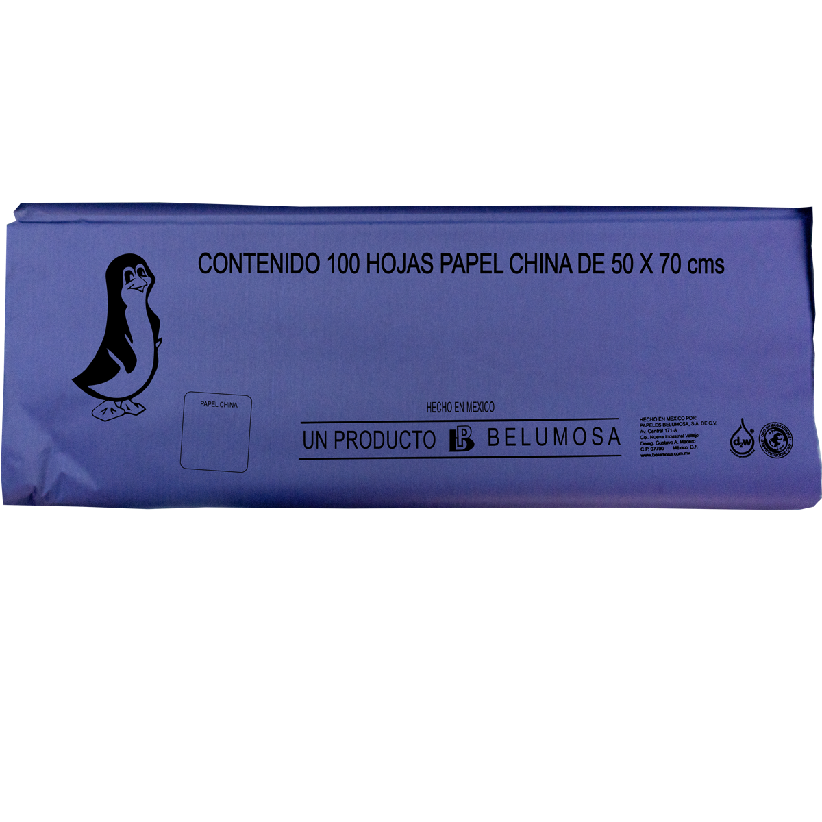 Papel China Pingüino Belumosa Bolsa C/100 Pliegos Azul Marino