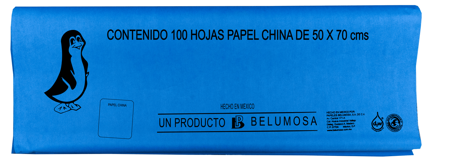 Papel China Pingüino Colores Basicos 75*50cm c/100 pliegos