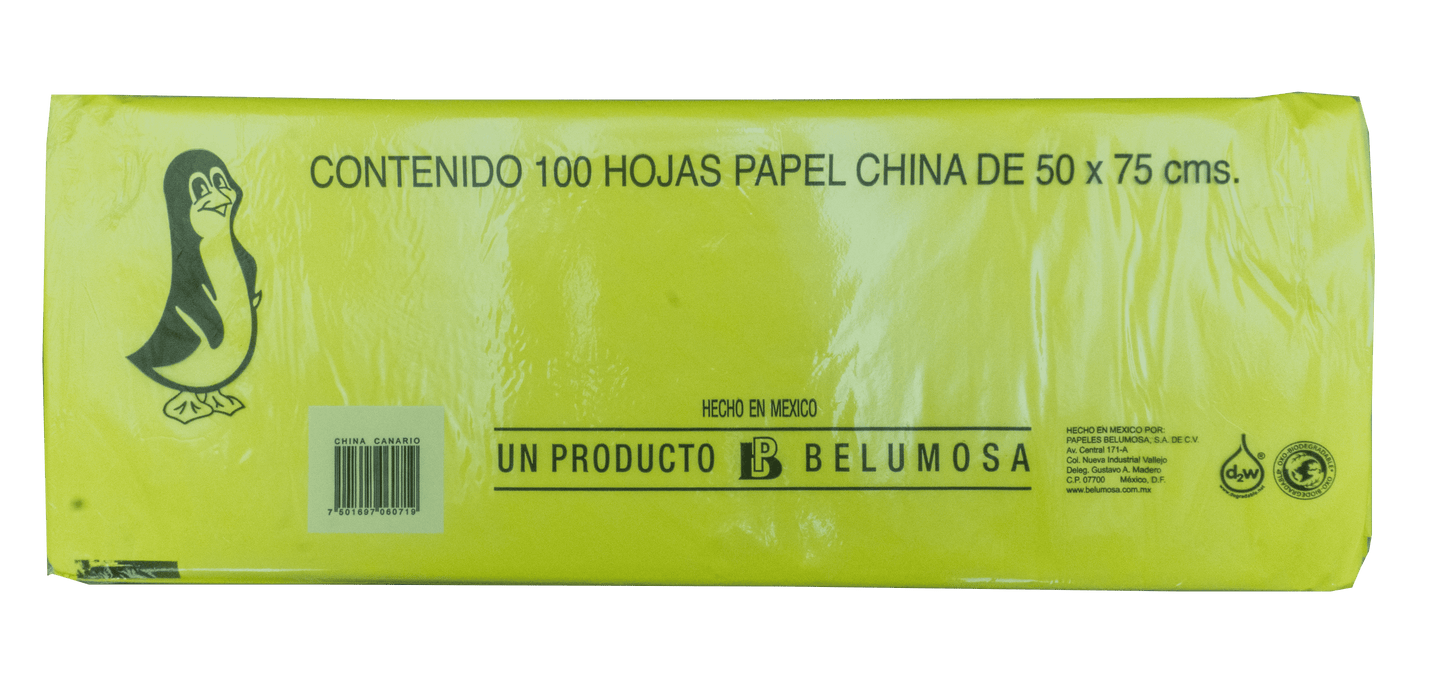 Papel China Pingüino Colores Basicos 75*50cm c/100 pliegos