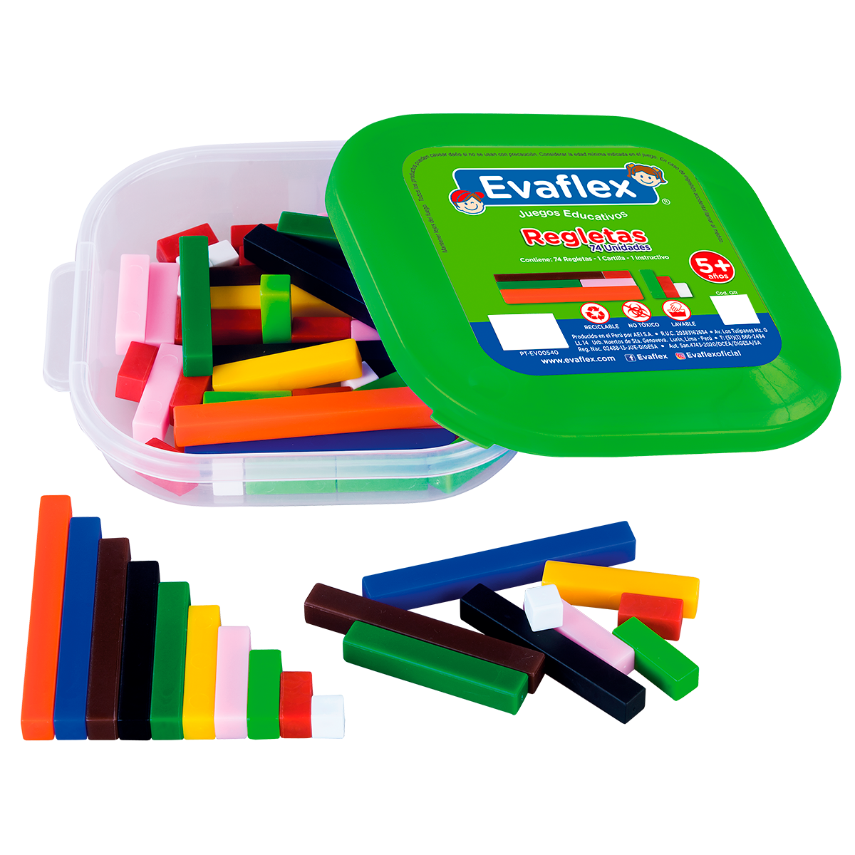 Evaflex Plastic Didactic Game Cuisenaire Strips C/74