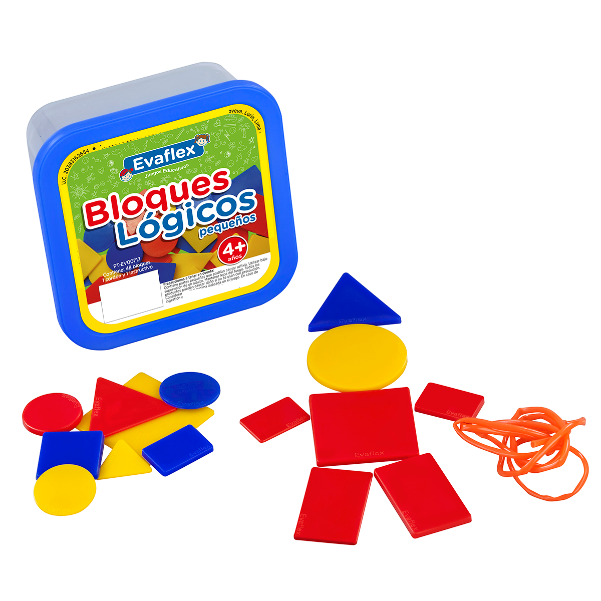 Evaflex Plastic Logic Blocks Didactic Game C/48 Pieces