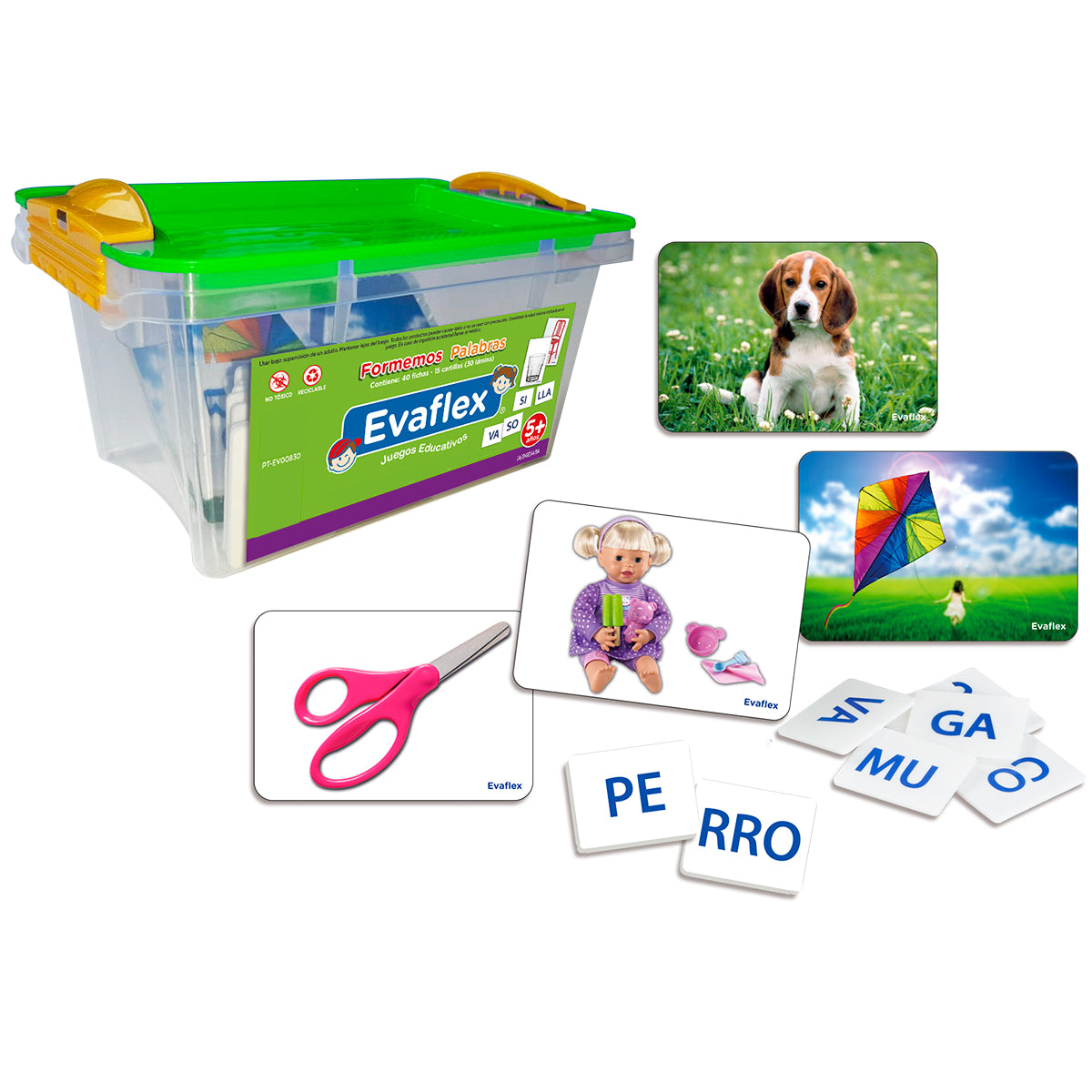 Juego Didactico Evaflex Palabras C/40 Fichas/15 Cartillas