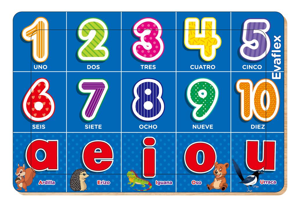 Evaflex Wooden Puzzle Number Vowels 20 Pieces 20x30cm