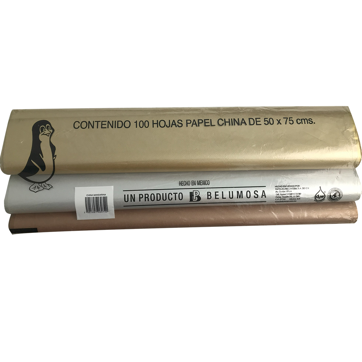 Papel China Pingüino Bolsa C/100 Pliegos Combinado Metalico