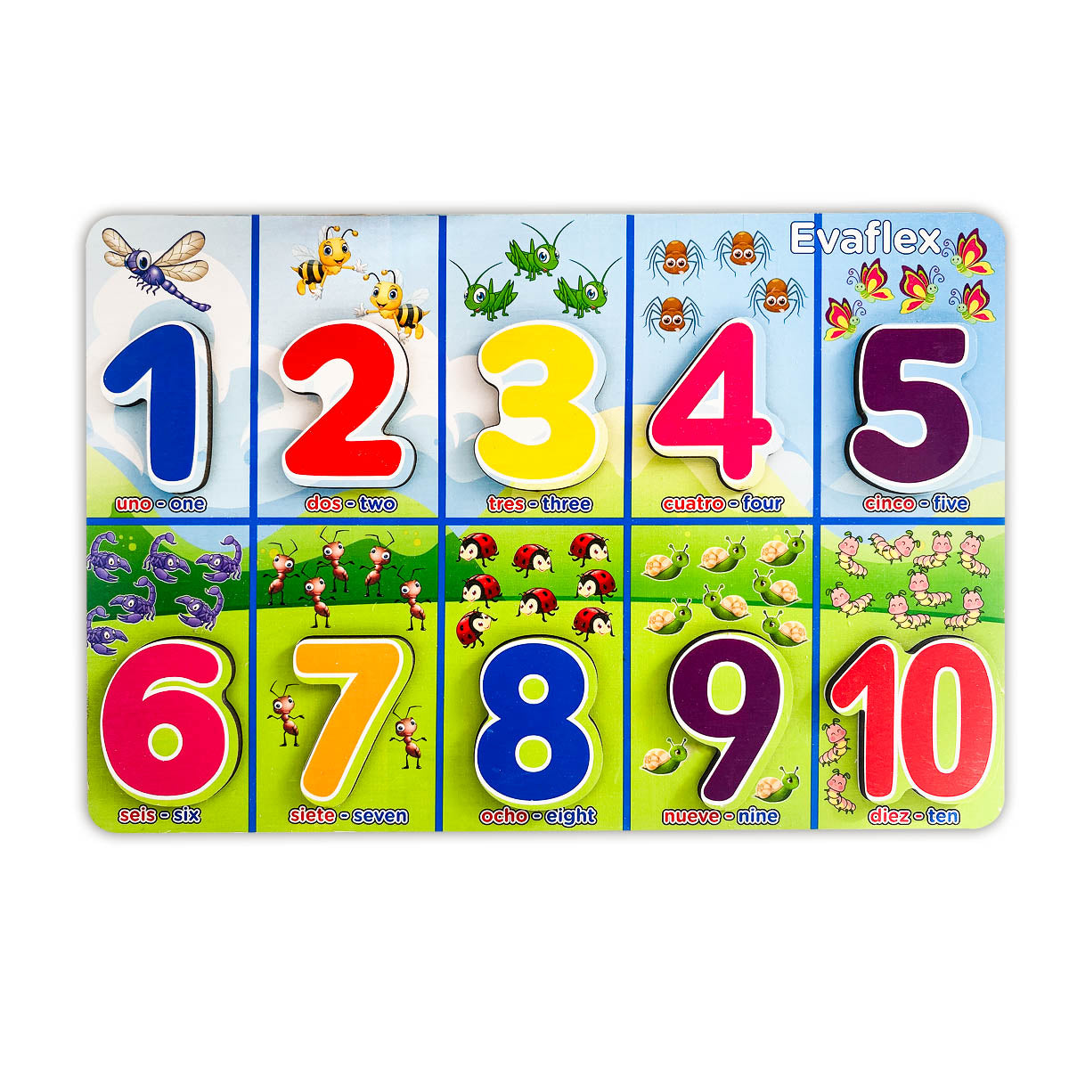 Rompecabezas Evaflex Madera Encaje Numeros C/10 Piezas