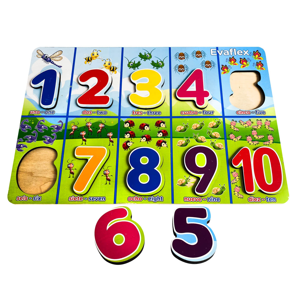 Rompecabezas Evaflex Madera Encaje Numeros C/10 Piezas