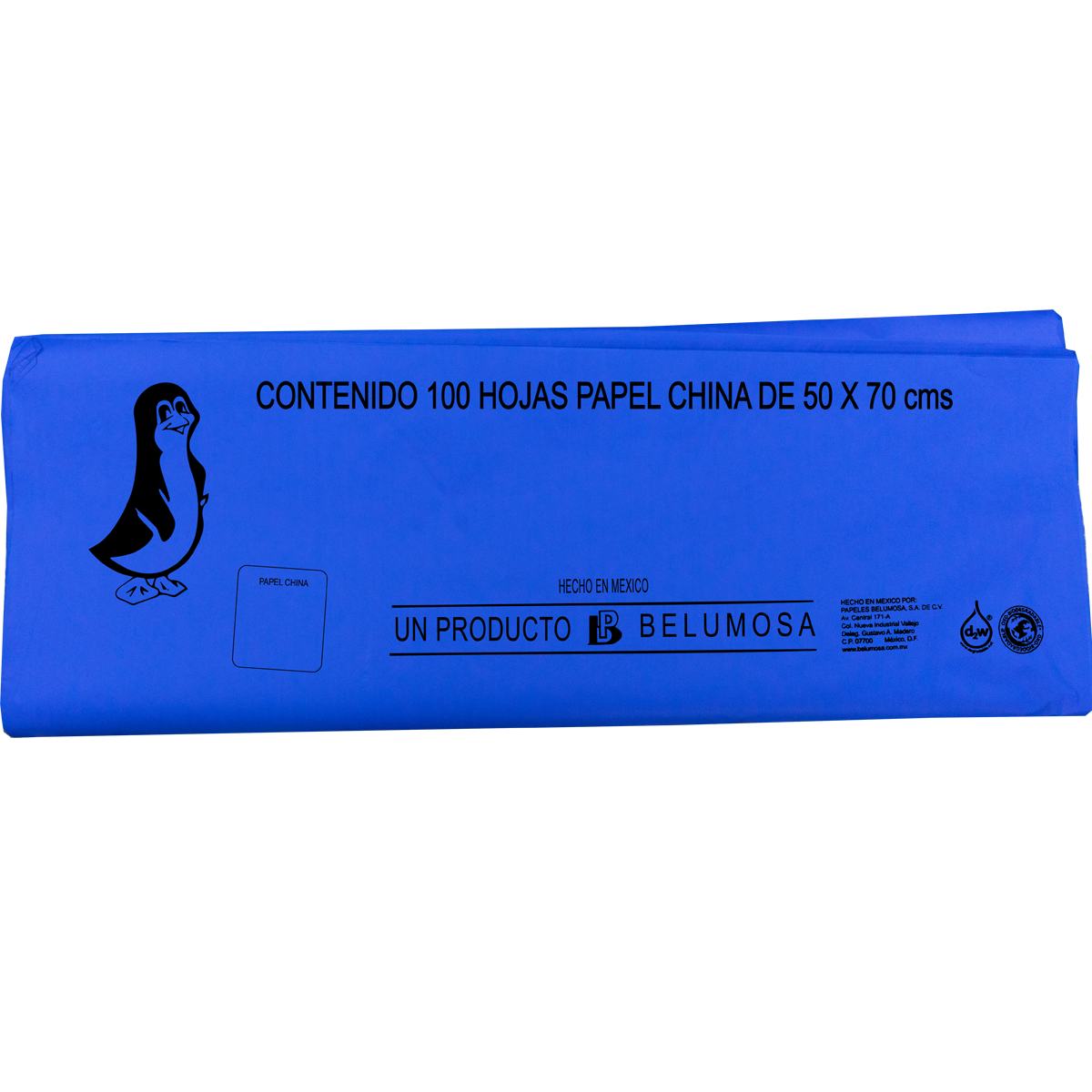 Papel China Pingüino Belumosa Bolsa C/100 Pliegos Azul Victoria 75*50cm