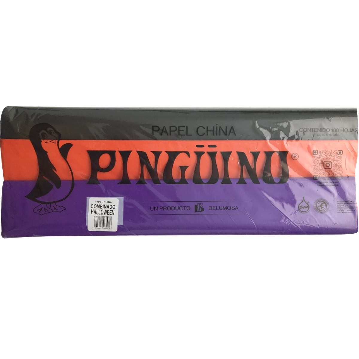 Papel China Pingüino Bolsa C/100 Pliegos Combinado Hallowen