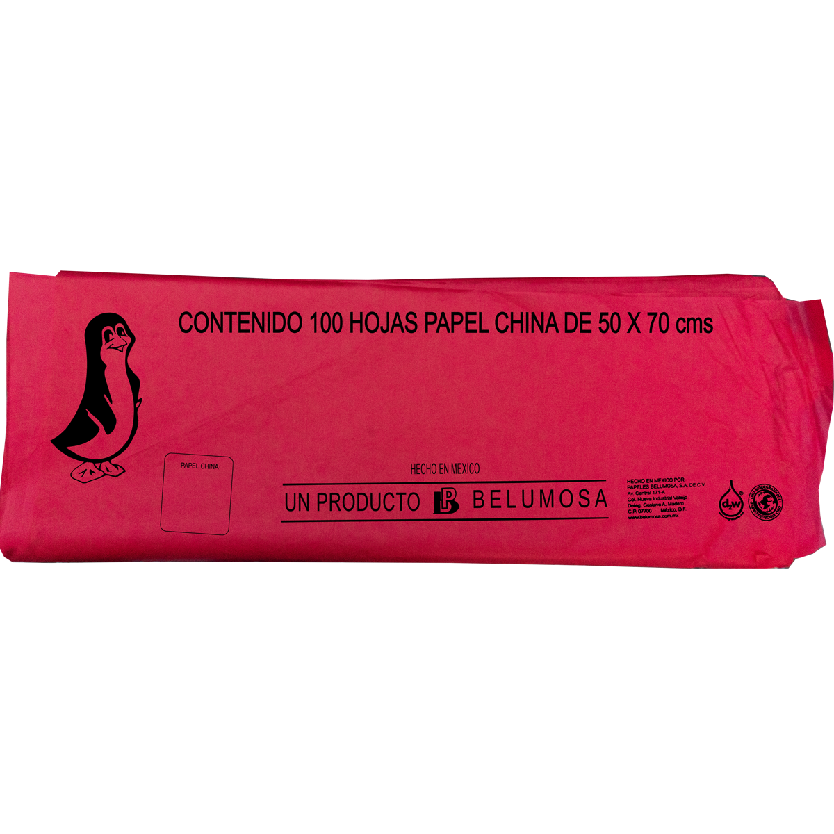 Papel China Pingüino Belumosa Bolsa C/100 Carpeta Rojo Bandera 75*50cm