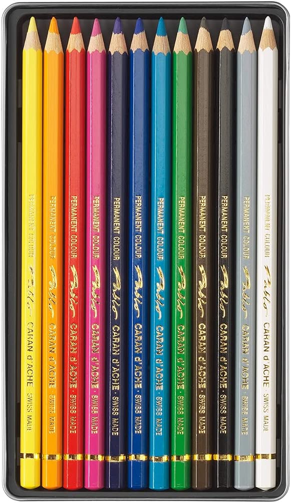 Lapiz Caran D'ache Pablo Estuche De Metal Caja Con 12 Piezas.