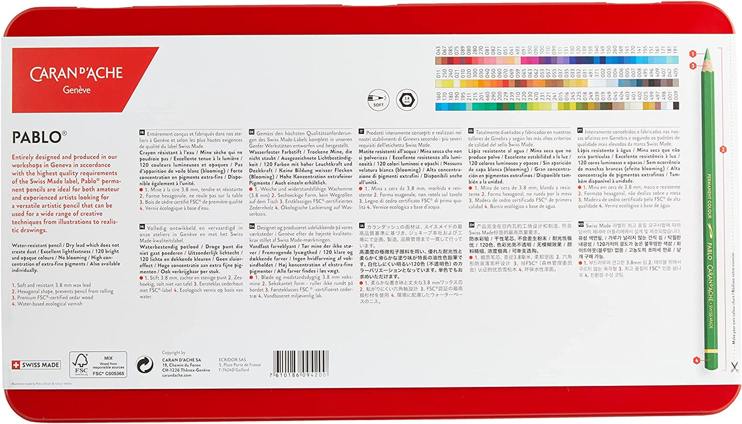 Lapiz Caran D'ache Pablo Estuche De Metal Caja C/120 Piezas.