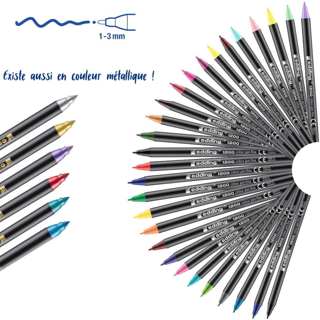 Rotulador Edding 1200-6 Pastel Punta Fibra 1mm Estuche C/6 piezas