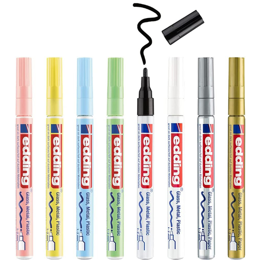 MARCADOR EDDING 751 GLOSS PASTEL DECORACION PERMANENTE VIDRIO PORCELANA CERAMICA 1-2mm C/8 PAST