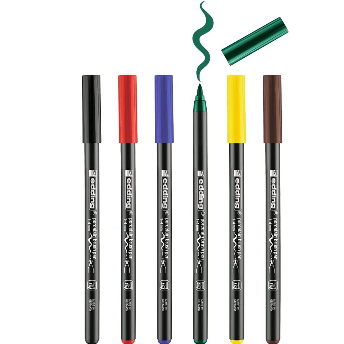 6 Edding 4200 Ceramic Porcelain Marker Brush Tip 1.4mm