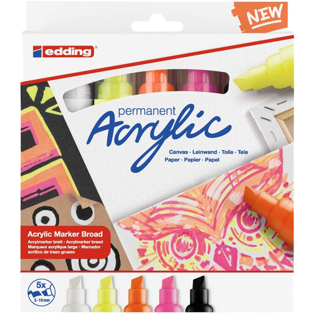 Marcadores Edding 5000 Neon Acrilico 5-10mm Set C/5