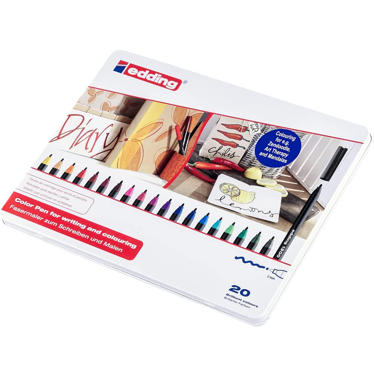 Edding E-1300 Marker Pen Flexible Brush Tip 2mm Metal Case C/20