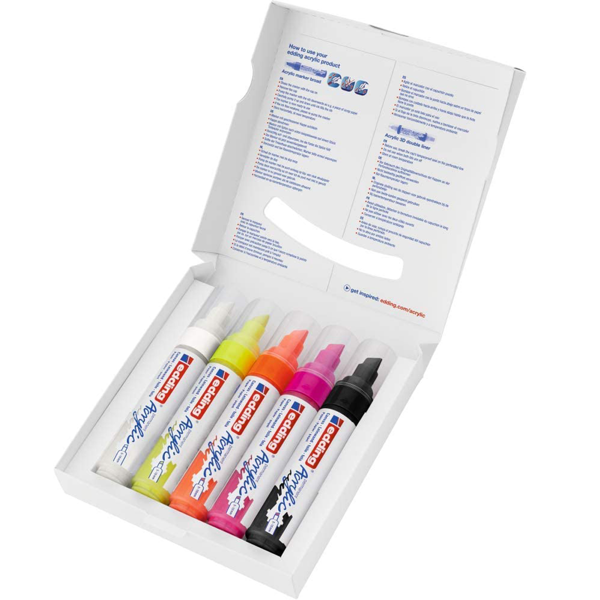 Marcadores Edding 5000 Neon Acrilico 5-10mm Set C/5