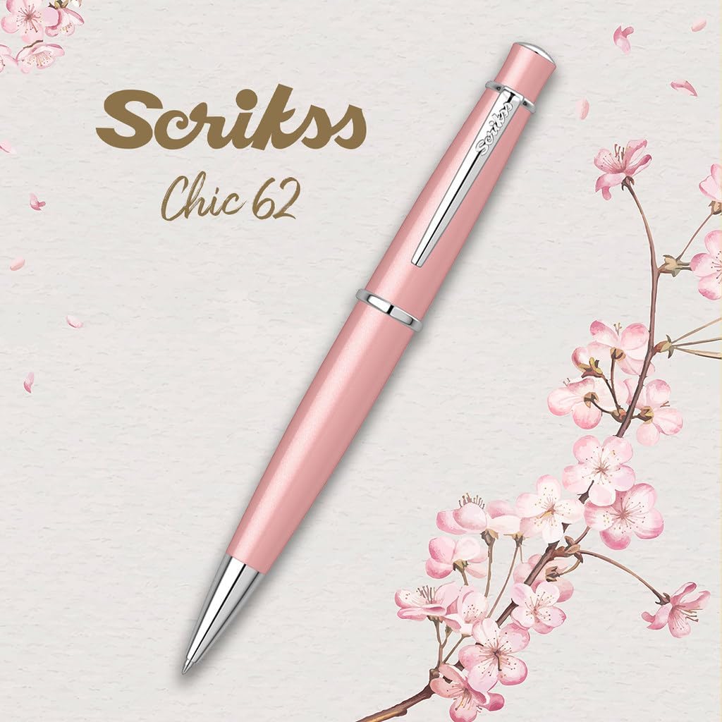 Boligrafo Scrikss 62 Chic Rosa Metalico Tinta Negra