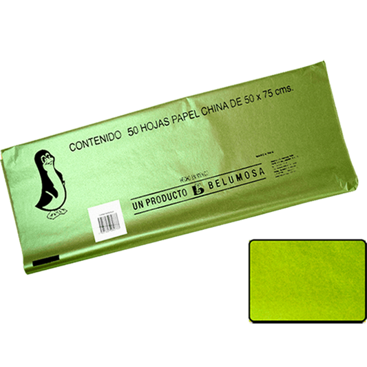 Papel China Pingüino Belumosa Bolsa C/100 Pliegos Amarillo Perla 50*75cm