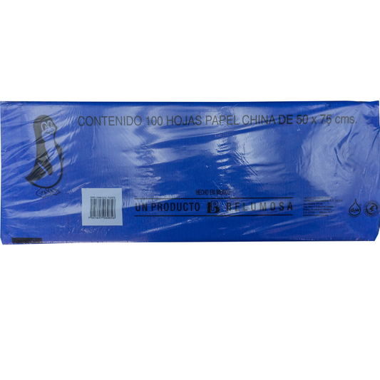 Papel China Pingüino Belumosa Bolsa C/100 Carpeta Azul Fuerte 75*50cm