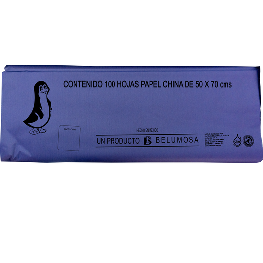 Papel China Pingüino Belumosa Bolsa C/100 Pliegos Azul Marino