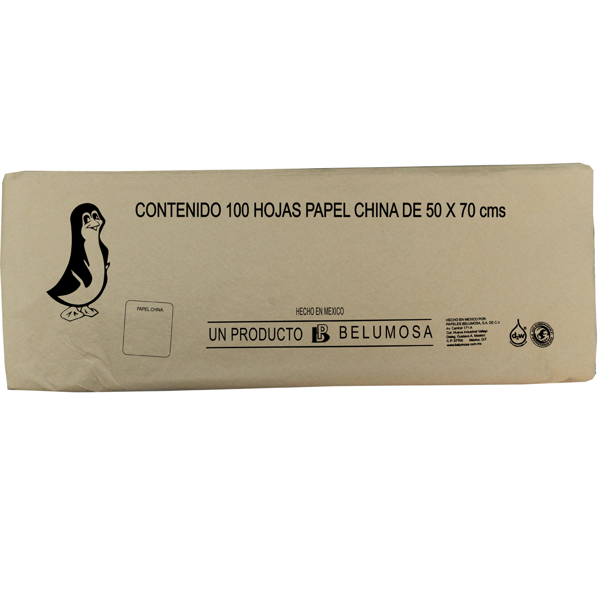 Papel China Pingüino Belumosa Bolsa C/100 Pliegos Beige 75*50cm