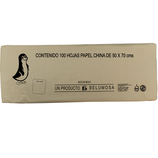 Papel China Pingüino Belumosa Bolsa C/100 Pliegos Beige 75*50cm