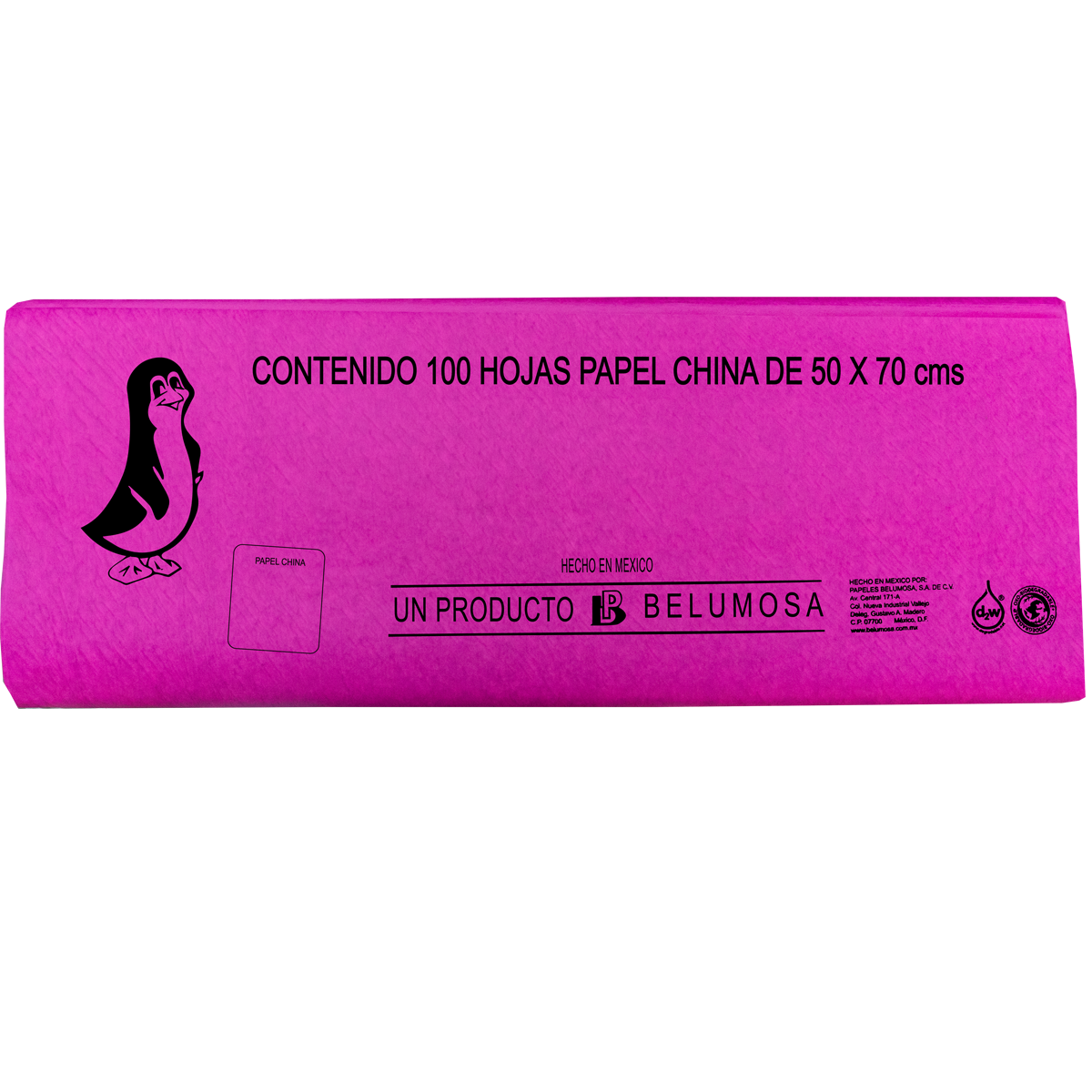 Papel China Pingüino Belumosa Bolsa C/100 Pliegos Bugambilia 75*50cm
