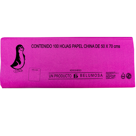 Papel China Pingüino Belumosa Bolsa C/100 Pliegos Bugambilia 75*50cm