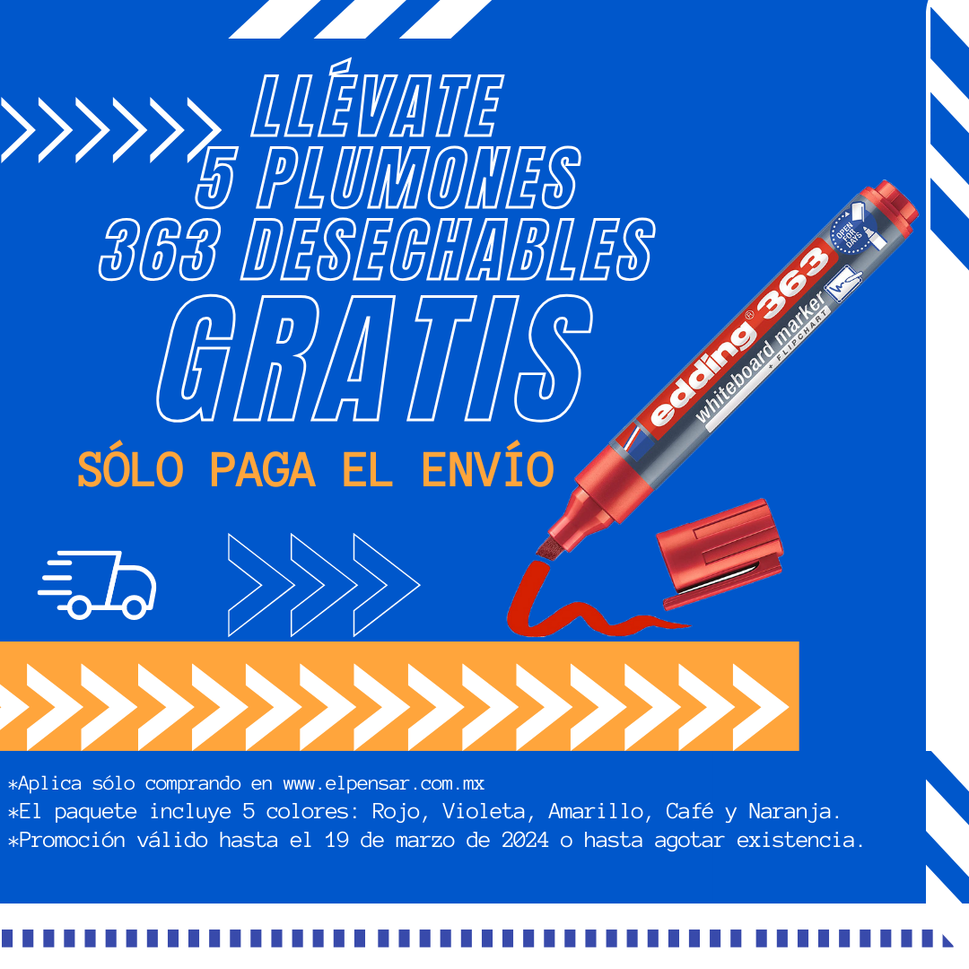 5 Plumones Edding 363 Pizarron Blanco Desechables Punta 1.5mm