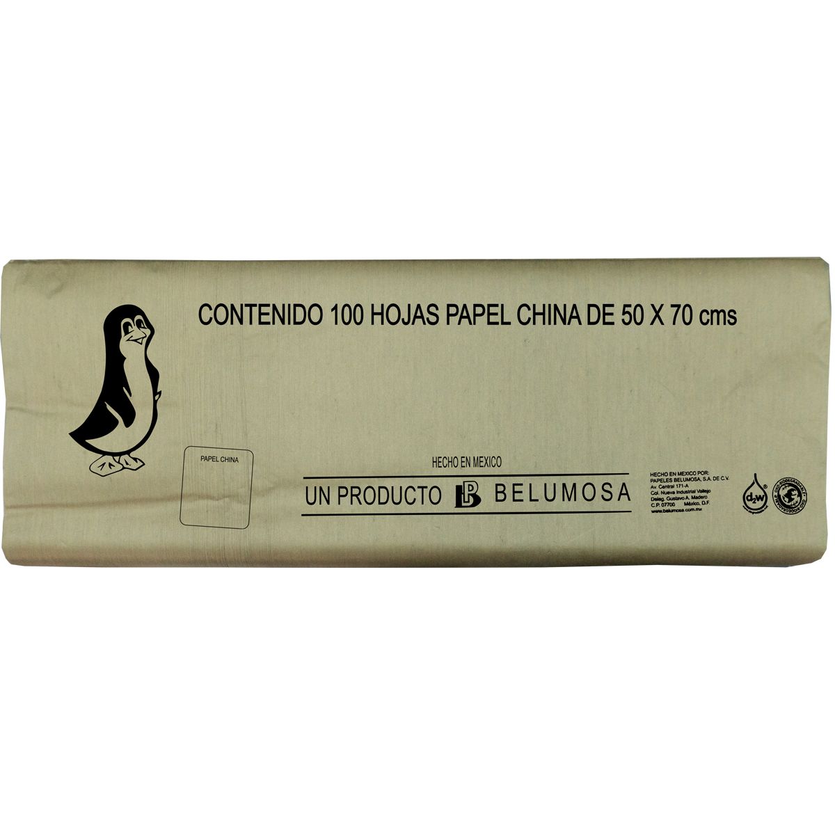 Papel China Pingüino Belumosa Bolsa C/100 Pliegos Cafe 75*50cm