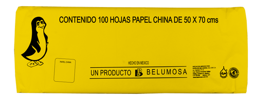Papel China Pingüino Belumosa Bolsa C/100 Pliegos Amarillo Incendio 75*50cm