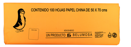 Papel China Pingüino Belumosa Fosforescente Bolsa c/100 pliegos