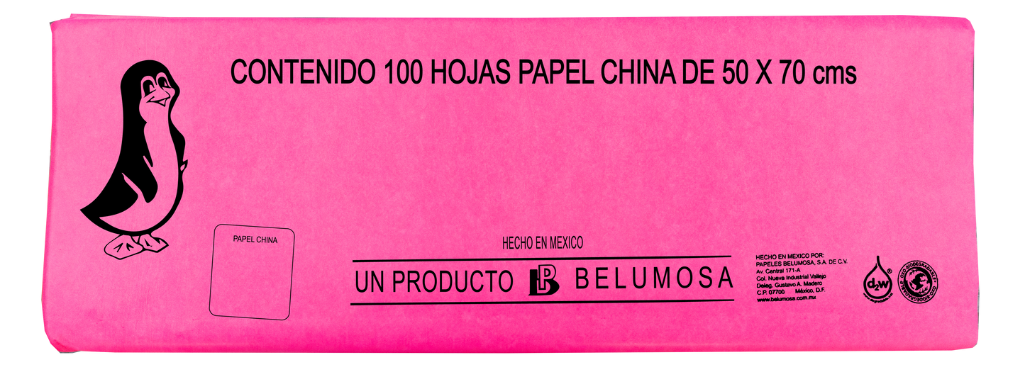Papel China Pingüino Belumosa Fosforescente Bolsa c/100 pliegos