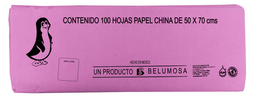 Papel China Pingüino Belumosa Bolsa C/100 Carpetas Rosa Palido 75*50cm