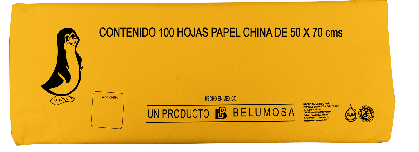 Papel China Pingüino Colores Basicos 75*50cm c/100 pliegos