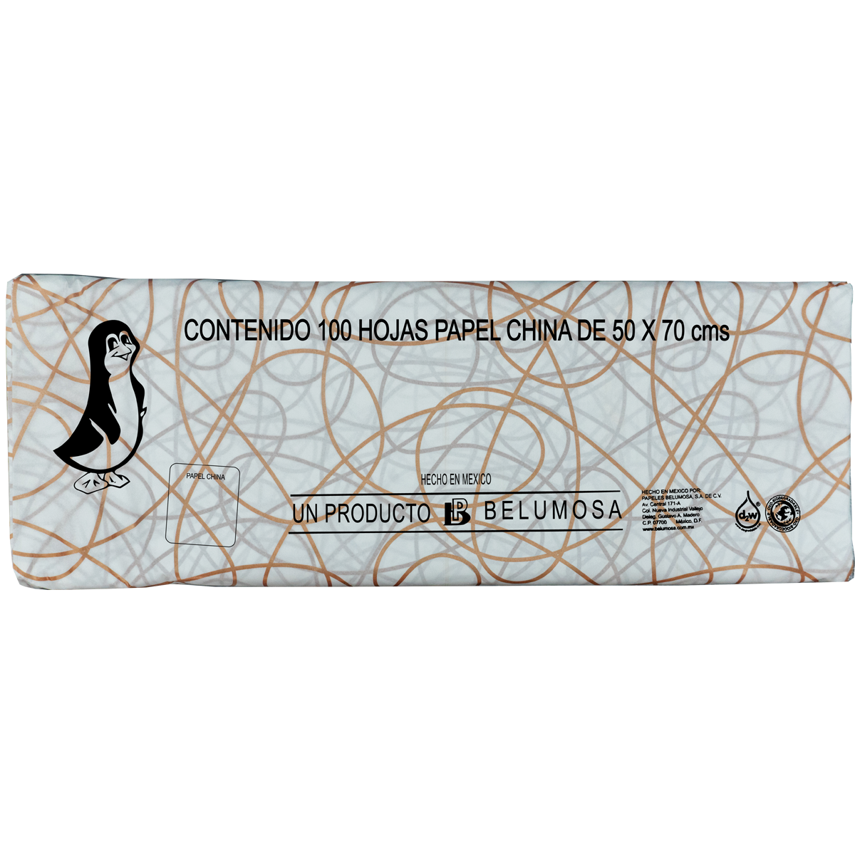 Papel China Pingüino Belumosa Bolsa C/100 Pliegos Filigrana Cobre 50*75cm