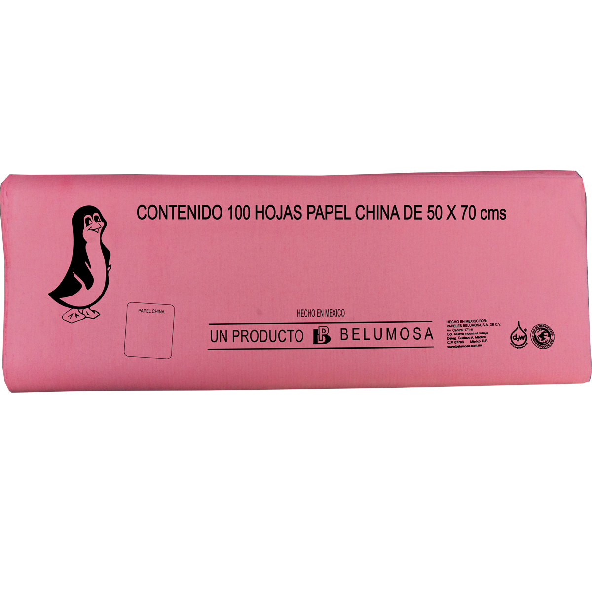 Papel China Pingüino Belumosa Bolsa C/100 Pliegos Coral 75*50cm