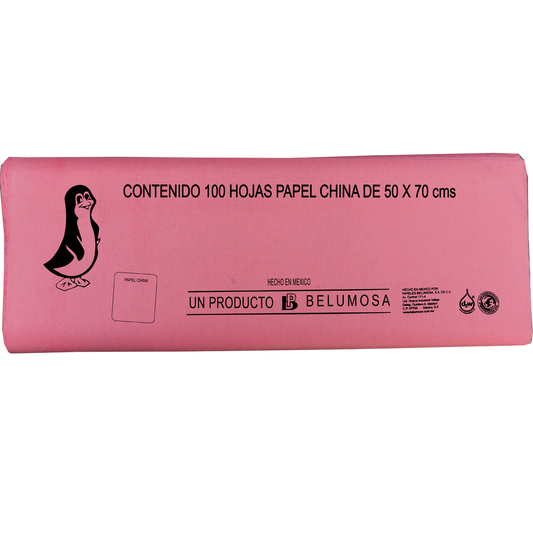 Papel China Pingüino Belumosa Bolsa C/100 Pliegos Coral 75*50cm