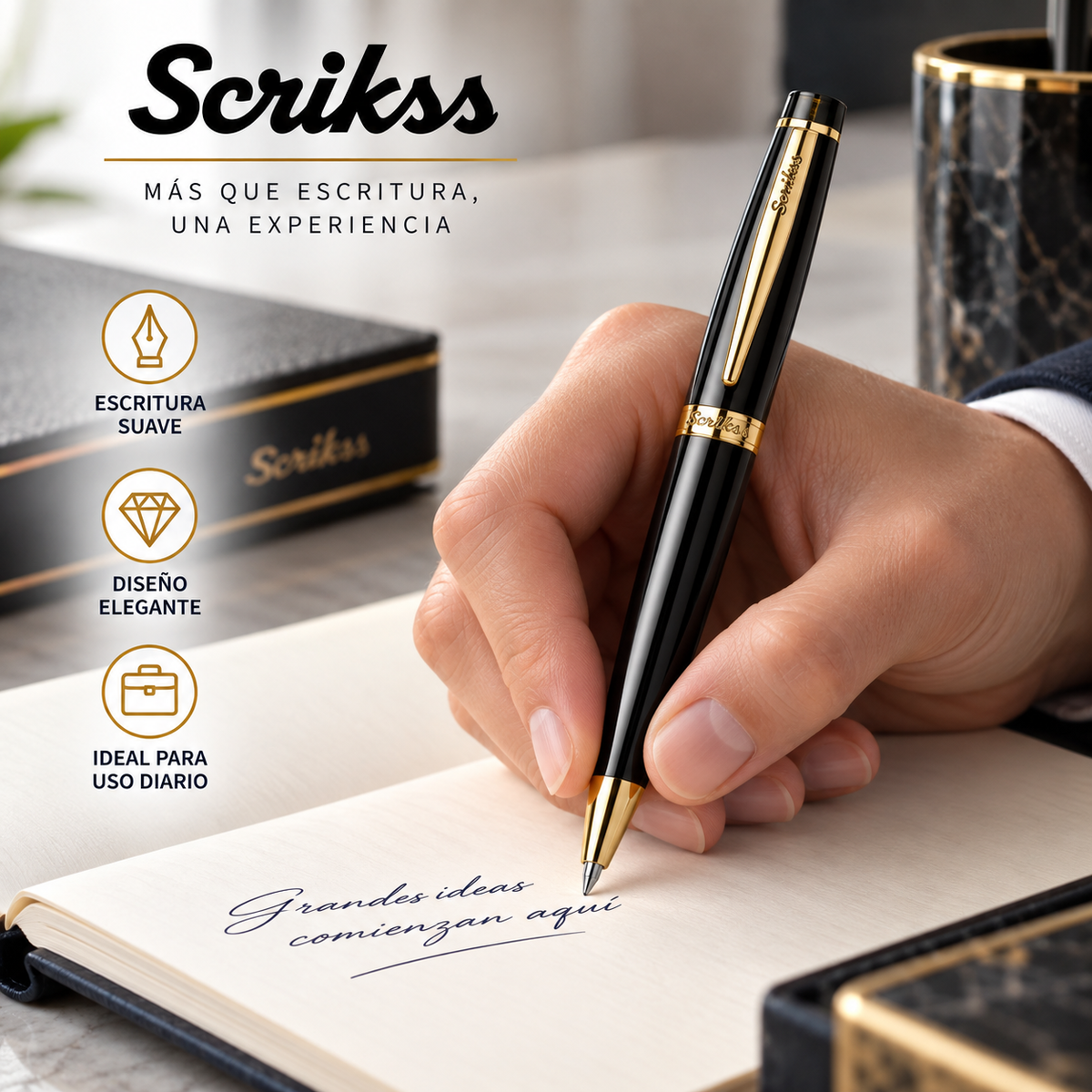 Bolígrafo Scrikss Honour 38 Negro Oro con Estuche