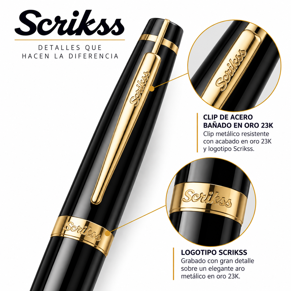 Bolígrafo Scrikss Honour 38 Negro Oro con Estuche