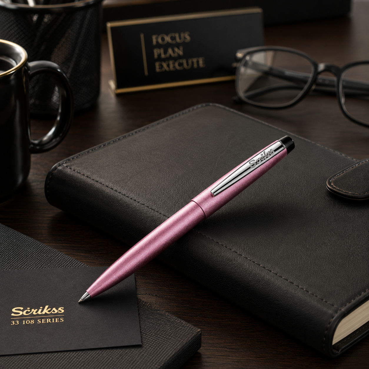 Bolígrafo Scrikss 108 Rosa Metálico Tinta Negra