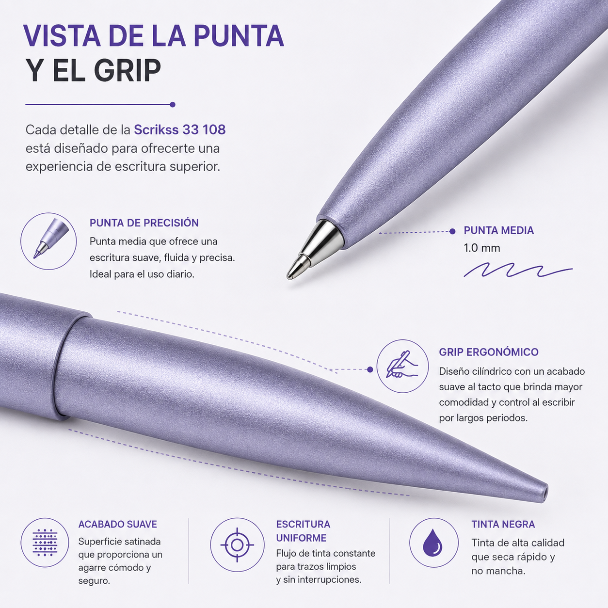 Bolígrafo Scrikss F108 Pastel Violeta