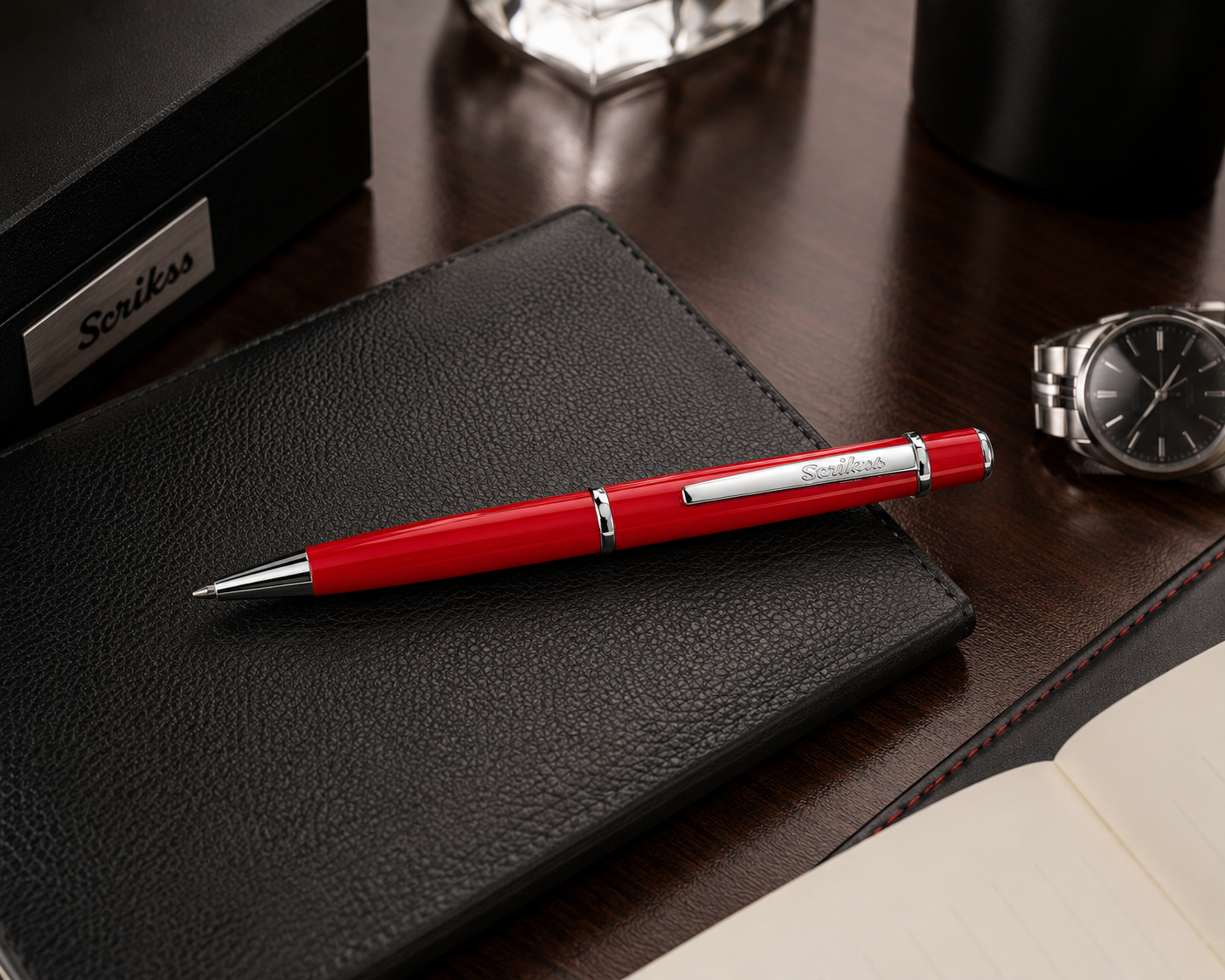 Boligrafo Scrikss 62 Chic Rojo Metalico Tinta Negra