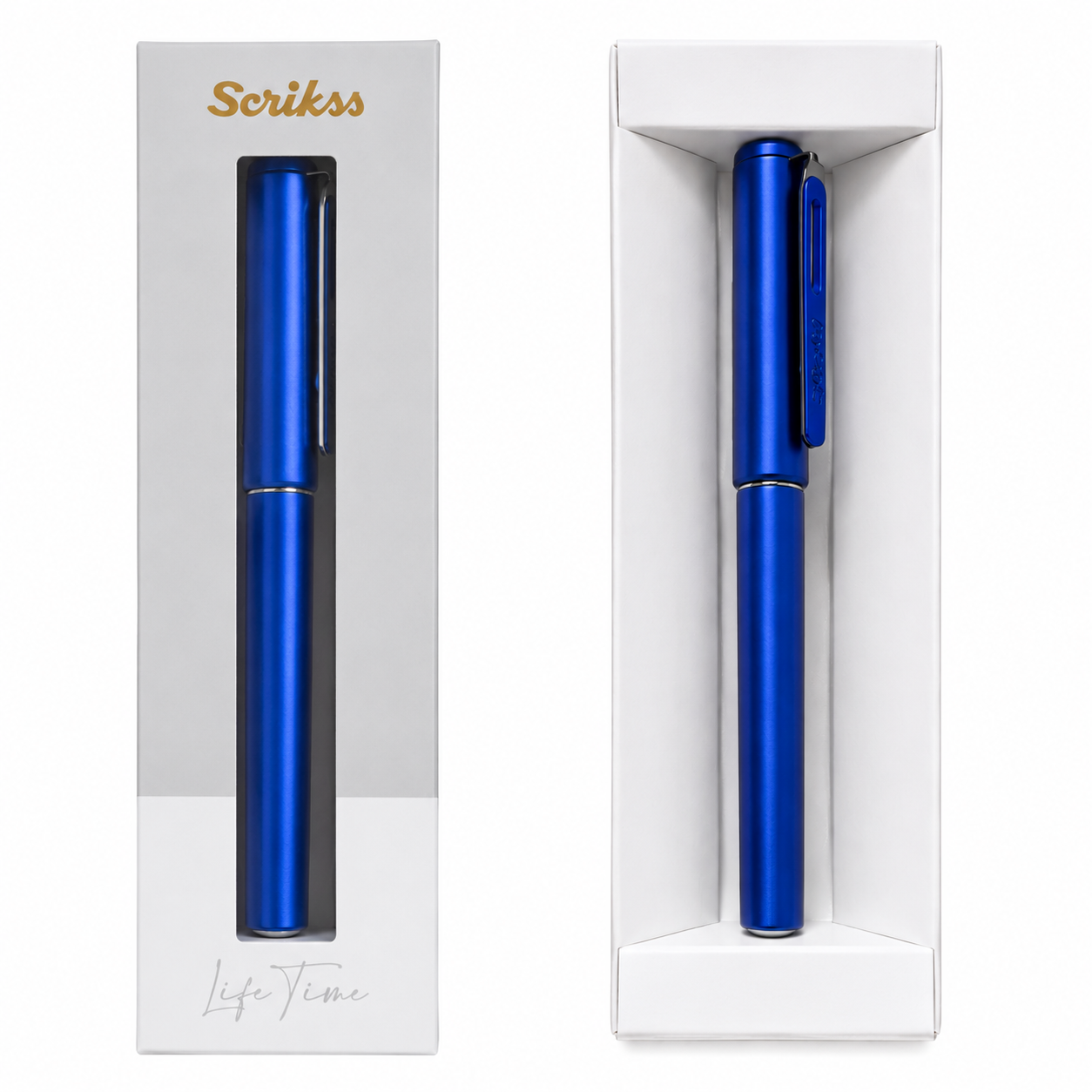 Pluma Fuente Scrikss Azul Linea Punto Blue Tinta Negro