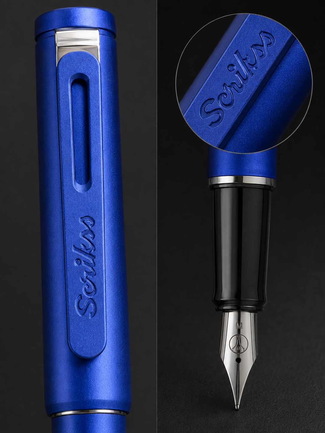 Pluma Fuente Scrikss Azul Linea Punto Blue Tinta Negro