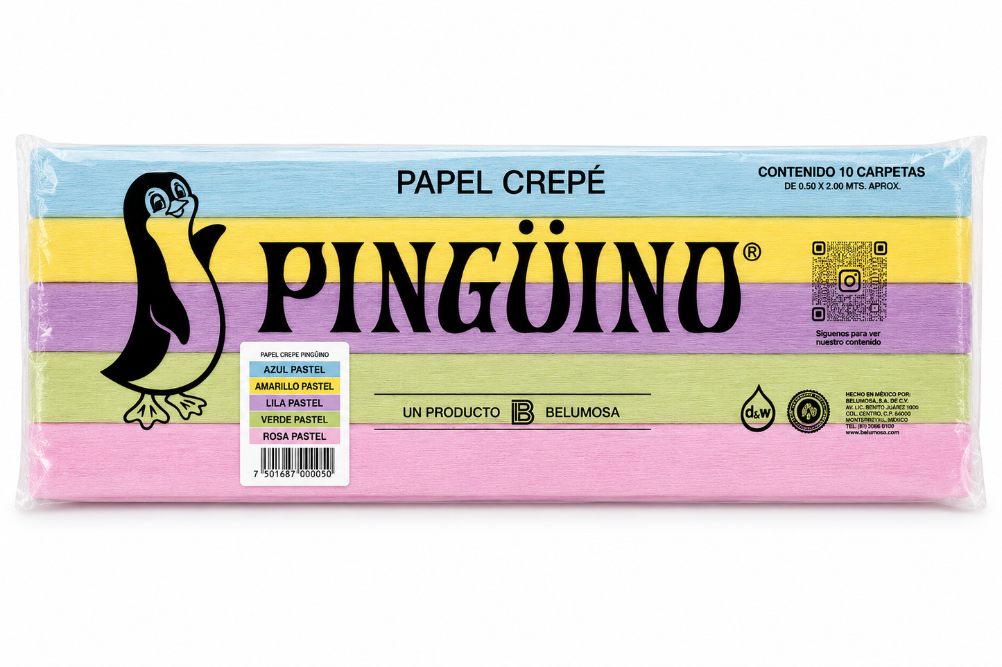 Papel Crepe Pingüino Belumosa Bolsa c/10 piezas Combinado Pastel Original
