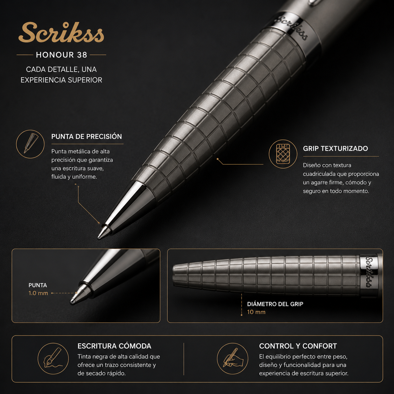 Boligrafo Scrikss Honour 38 Carbon Metalico Ejecutivo