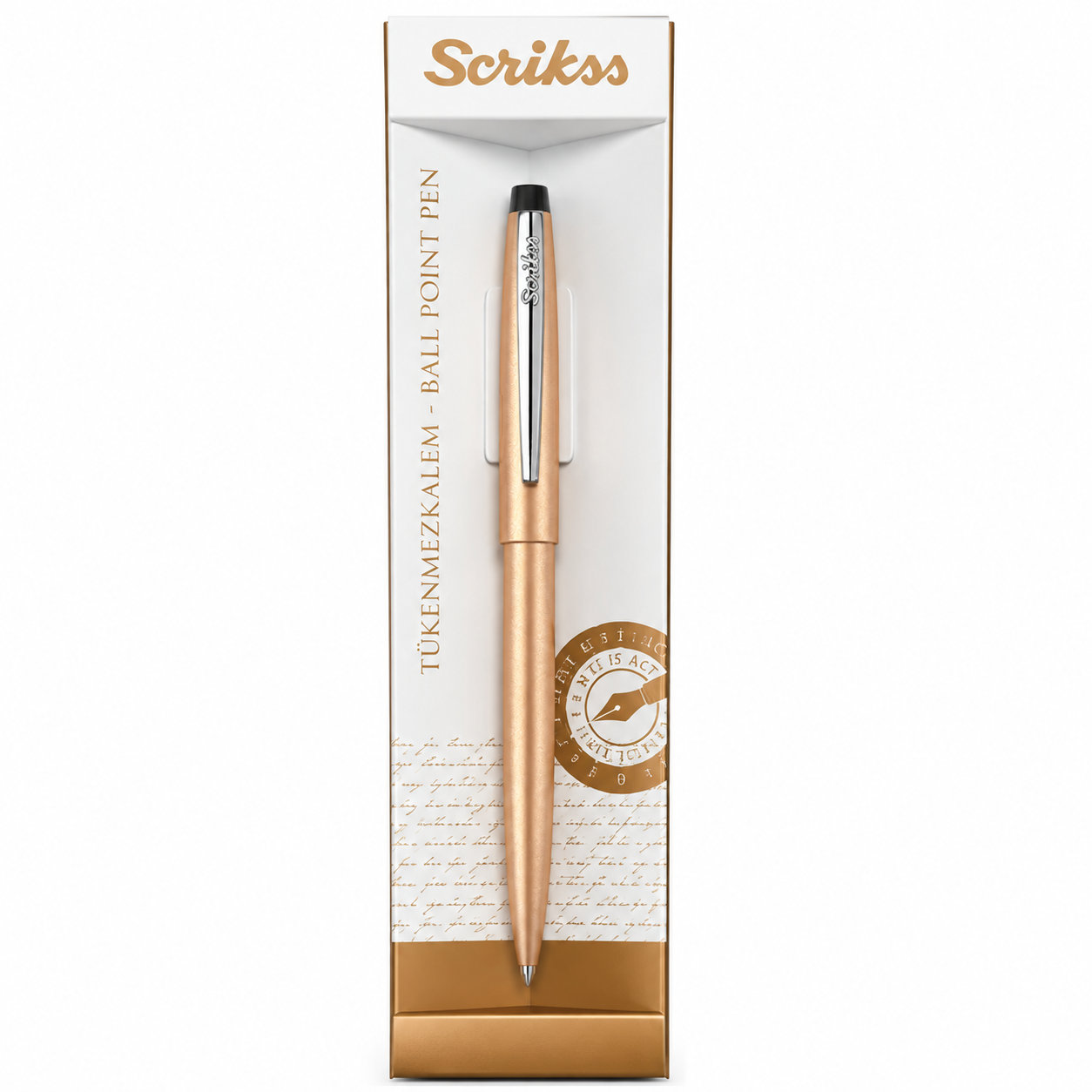 Bolígrafo Premium Metálico Scrikss 108 Gold Tinta Negra