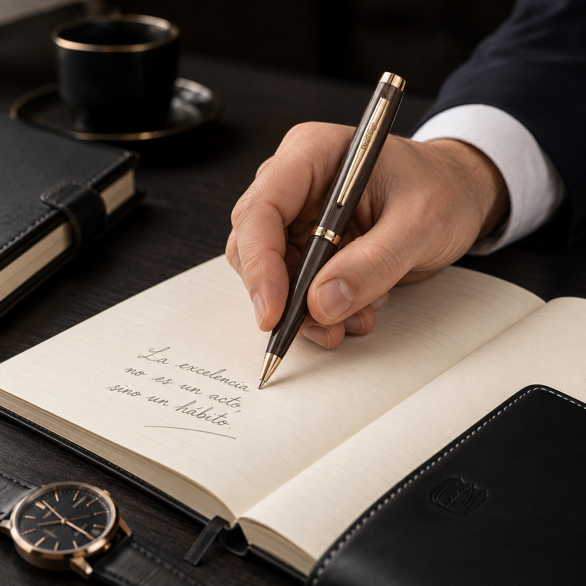 Bolígrafo Scrikss Oskar 39 Café Dorado con Estuche